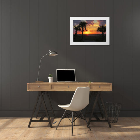 Sunset Palms I White Modern Wood Framed Art Print by Williams, Alex