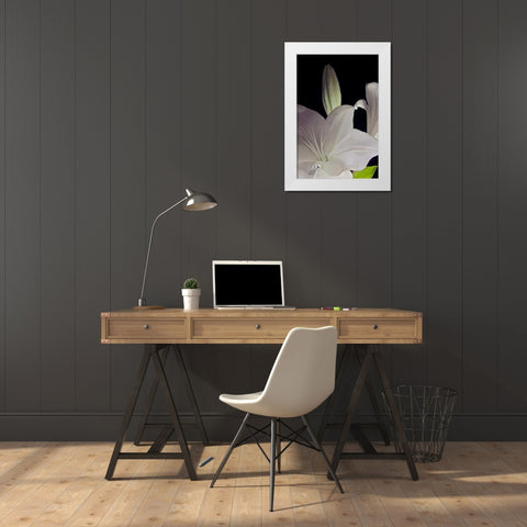 White Lilies IV White Modern Wood Framed Art Print by Burkhart, Monika