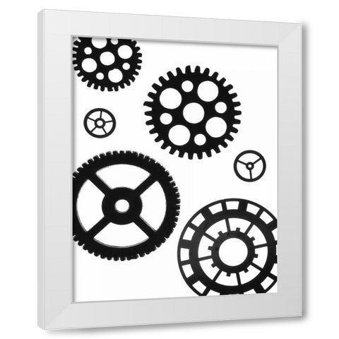 Gears I White Modern Wood Framed Art Print by Burkhart, Monika