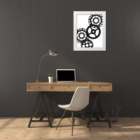 Gears II White Modern Wood Framed Art Print by Burkhart, Monika