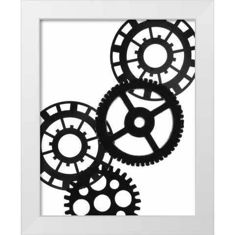 Gears II White Modern Wood Framed Art Print by Burkhart, Monika