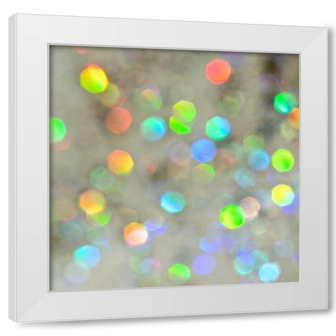 Glitter Bokeh V White Modern Wood Framed Art Print by Burkhart, Monika