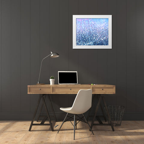 Blue Glitter I White Modern Wood Framed Art Print by Burkhart, Monika