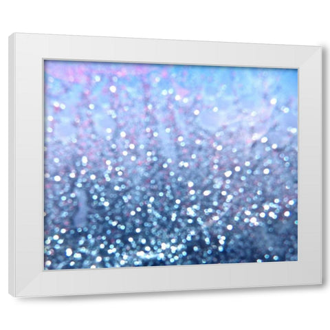 Blue Glitter I White Modern Wood Framed Art Print by Burkhart, Monika
