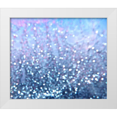 Blue Glitter I White Modern Wood Framed Art Print by Burkhart, Monika