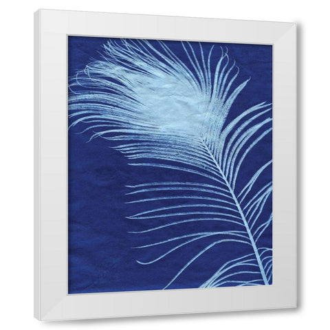 Indigo Feathers III White Modern Wood Framed Art Print by Burkhart, Monika
