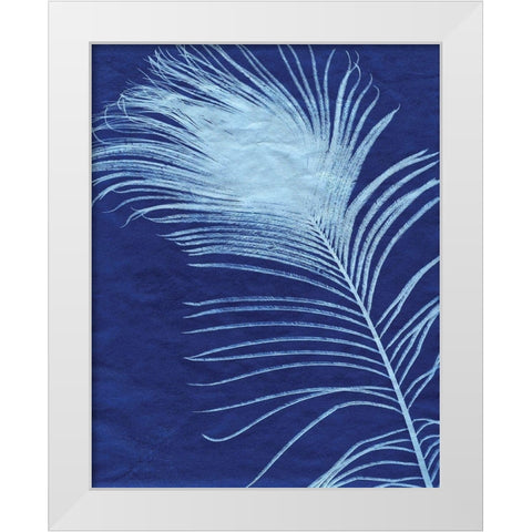 Indigo Feathers III White Modern Wood Framed Art Print by Burkhart, Monika
