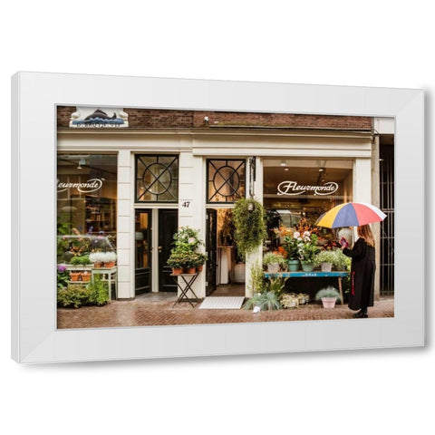 Amsterdams Fleurmonde White Modern Wood Framed Art Print by Berzel, Erin