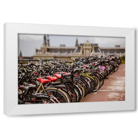 Amsterdams Fietsflat V White Modern Wood Framed Art Print by Berzel, Erin
