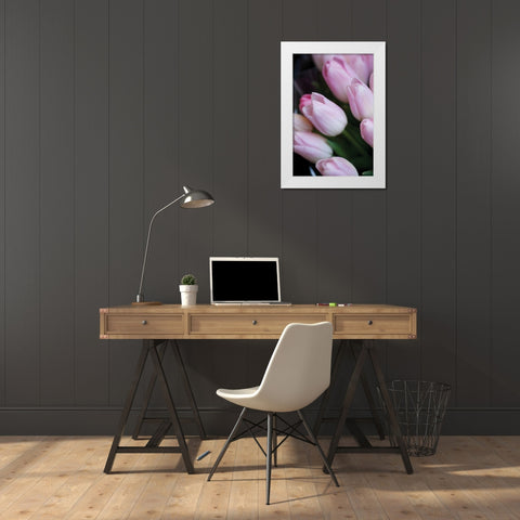 Soft Pink Tulips I White Modern Wood Framed Art Print by Berzel, Erin