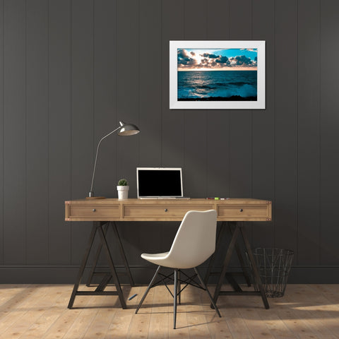 Depoe Bay Sunset I White Modern Wood Framed Art Print by Berzel, Erin
