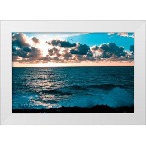 Depoe Bay Sunset I White Modern Wood Framed Art Print by Berzel, Erin