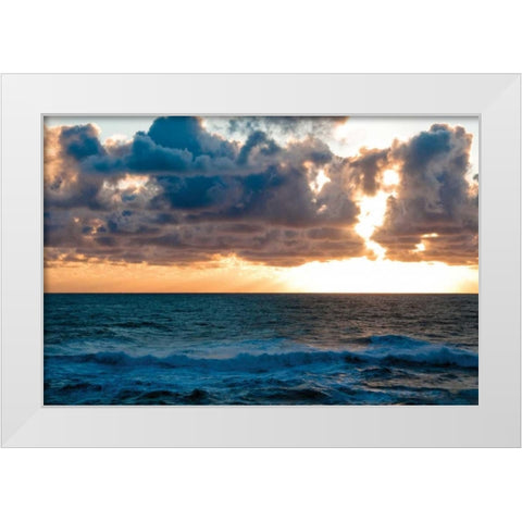Depoe Bay Sunset II White Modern Wood Framed Art Print by Berzel, Erin