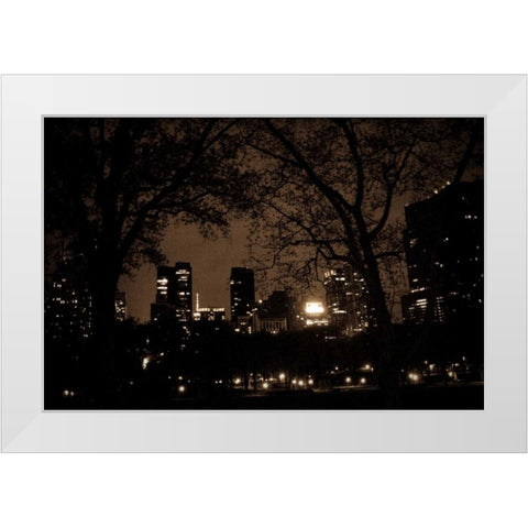 Central Park at Night I White Modern Wood Framed Art Print by Berzel, Erin
