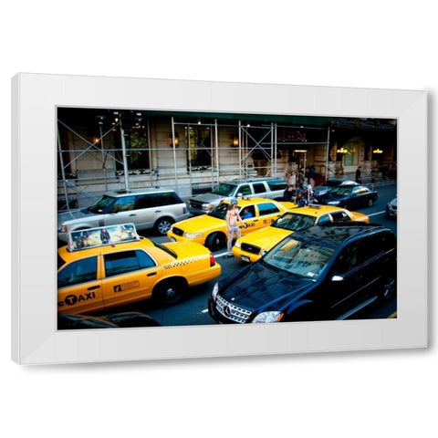 NYC Traffic White Modern Wood Framed Art Print by Berzel, Erin