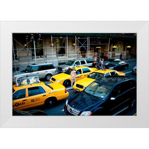 NYC Traffic White Modern Wood Framed Art Print by Berzel, Erin