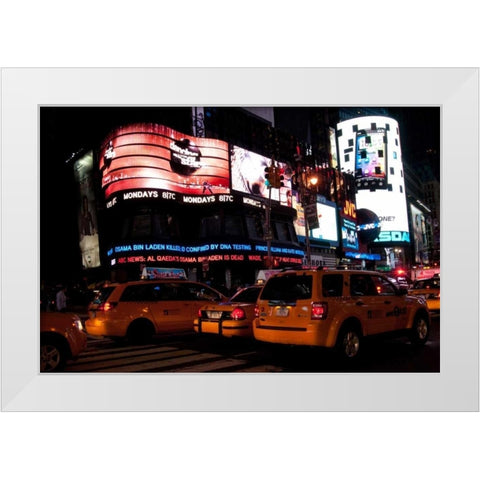 News in Times Square III White Modern Wood Framed Art Print by Berzel, Erin
