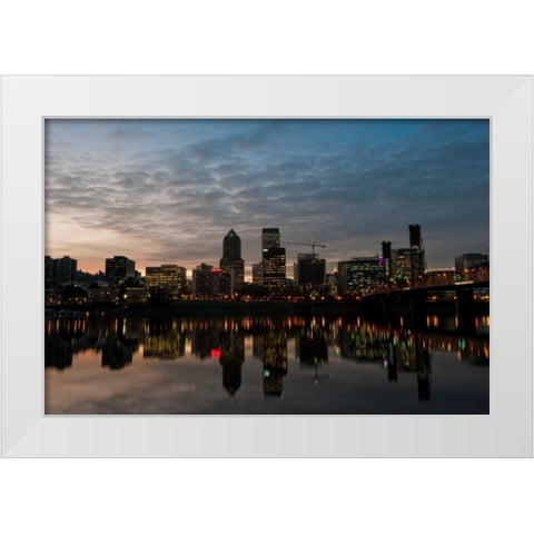 Portland Waterfront I White Modern Wood Framed Art Print by Berzel, Erin