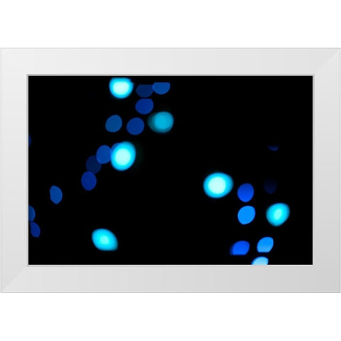 Blue Bokeh III White Modern Wood Framed Art Print by Berzel, Erin