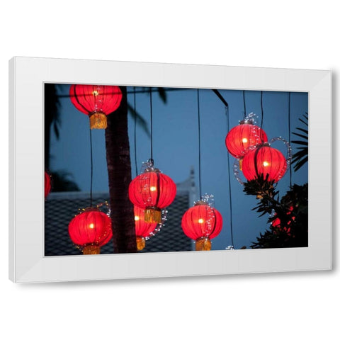 Laos Lanterns White Modern Wood Framed Art Print by Berzel, Erin