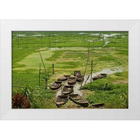 Boats I White Modern Wood Framed Art Print by Berzel, Erin