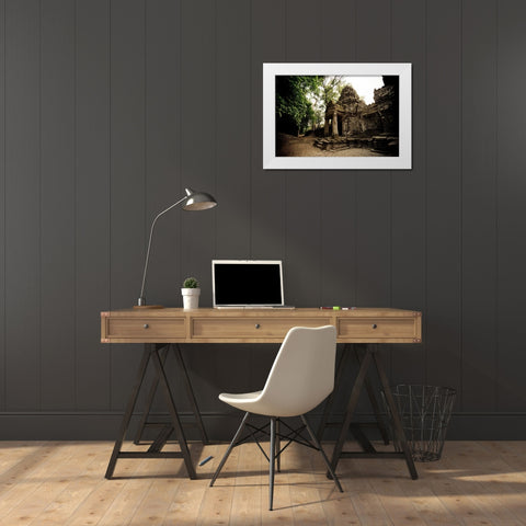 Preah Khan I White Modern Wood Framed Art Print by Berzel, Erin