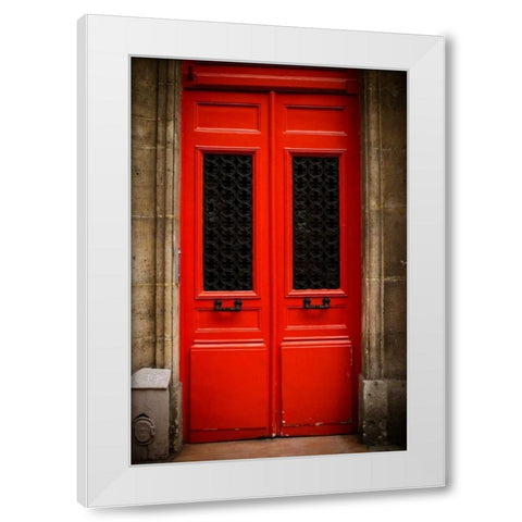 Red Door in Paris White Modern Wood Framed Art Print by Berzel, Erin