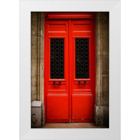 Red Door in Paris White Modern Wood Framed Art Print by Berzel, Erin