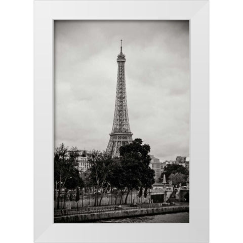 Eiffel Tower BW I White Modern Wood Framed Art Print by Berzel, Erin