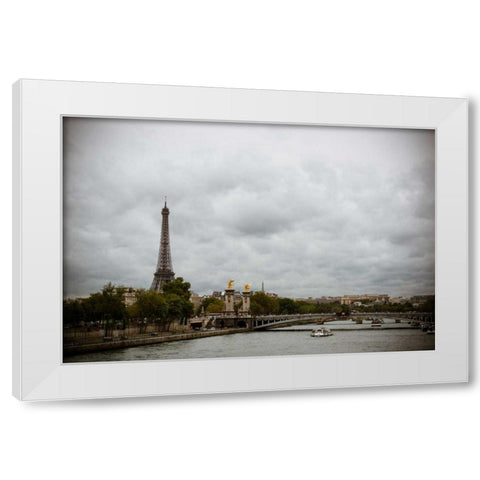 La Seine and La Tour Eiffel White Modern Wood Framed Art Print by Berzel, Erin