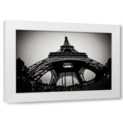 Eiffel Tower Fisheye White Modern Wood Framed Art Print by Berzel, Erin