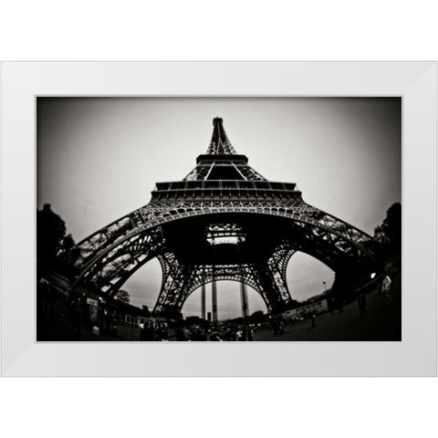 Eiffel Tower Fisheye White Modern Wood Framed Art Print by Berzel, Erin