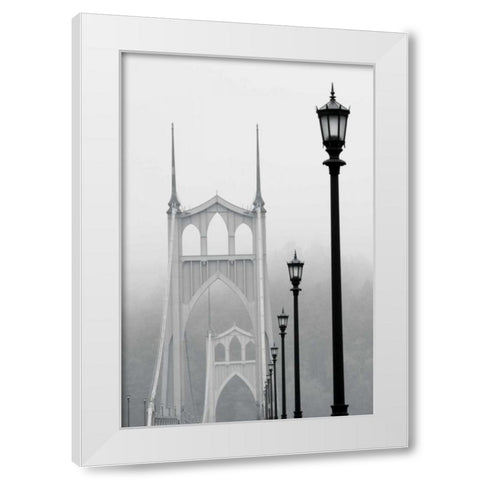 BW Light on the Bridge III White Modern Wood Framed Art Print by Berzel, Erin