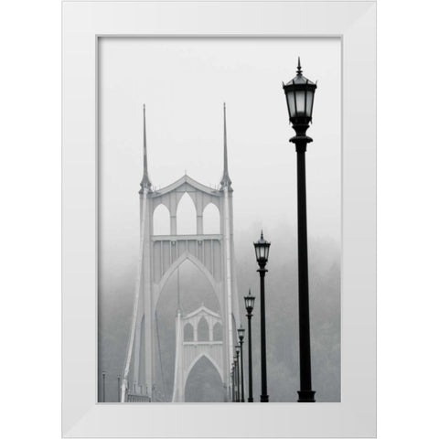 BW Light on the Bridge III White Modern Wood Framed Art Print by Berzel, Erin