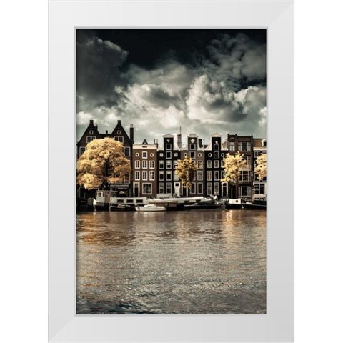 Amsterdam Autumn Canal I White Modern Wood Framed Art Print by Berzel, Erin