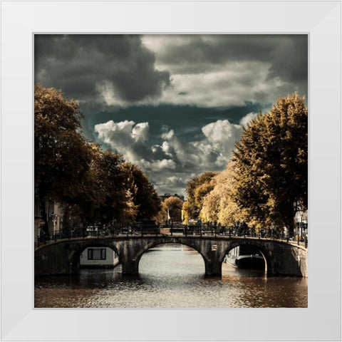 Amsterdam Bridge I White Modern Wood Framed Art Print by Berzel, Erin