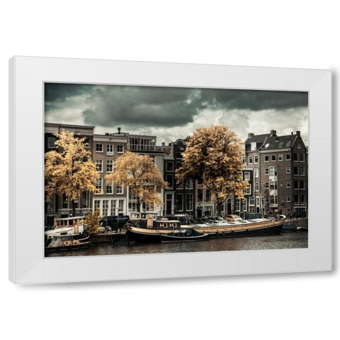 Amsterdam Autumn Colors White Modern Wood Framed Art Print by Berzel, Erin