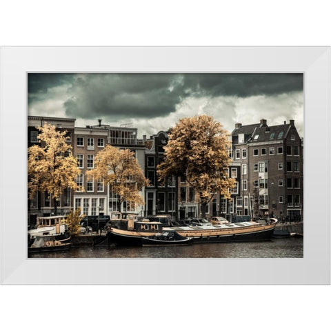 Amsterdam Autumn Colors White Modern Wood Framed Art Print by Berzel, Erin