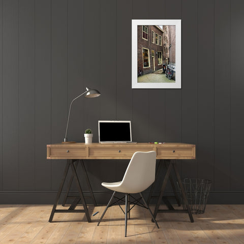 Old Centre Amsterdam White Modern Wood Framed Art Print by Berzel, Erin