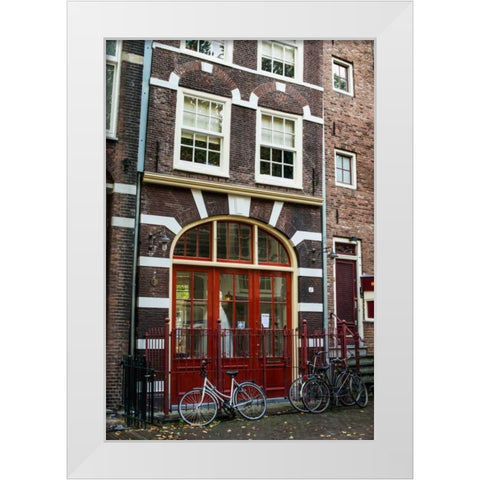 Red Door in Amsterdam White Modern Wood Framed Art Print by Berzel, Erin