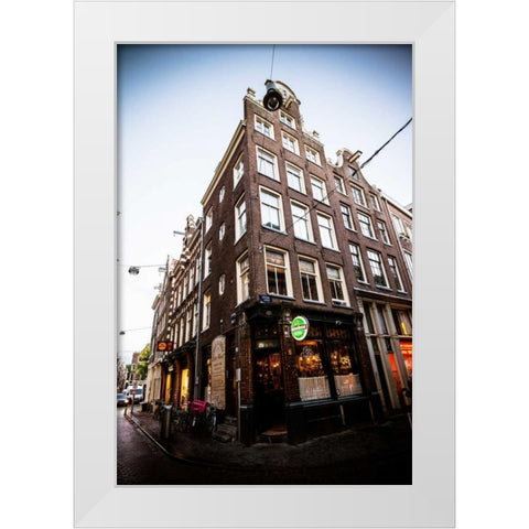Zeedijk Centrum White Modern Wood Framed Art Print by Berzel, Erin