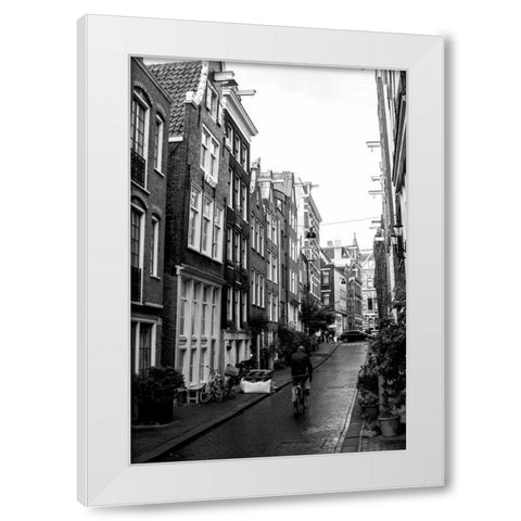Amsterdam Black and White Street White Modern Wood Framed Art Print by Berzel, Erin