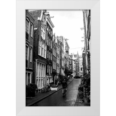 Amsterdam Black and White Street White Modern Wood Framed Art Print by Berzel, Erin