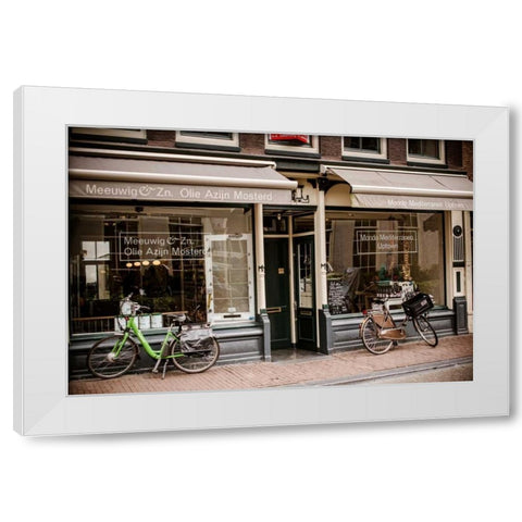 Amsterdam Storefront with Bikes White Modern Wood Framed Art Print by Berzel, Erin