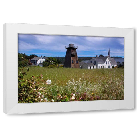Village Meadow I White Modern Wood Framed Art Print by Crane, Rita
