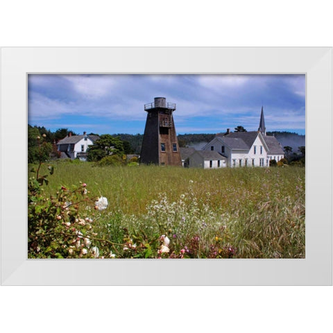 Village Meadow I White Modern Wood Framed Art Print by Crane, Rita