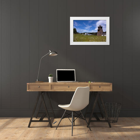 Village Meadow II White Modern Wood Framed Art Print by Crane, Rita