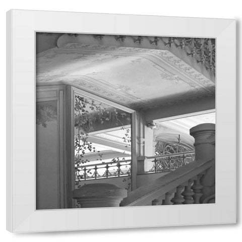 Belle Epoque I BW Square White Modern Wood Framed Art Print by Crane, Rita