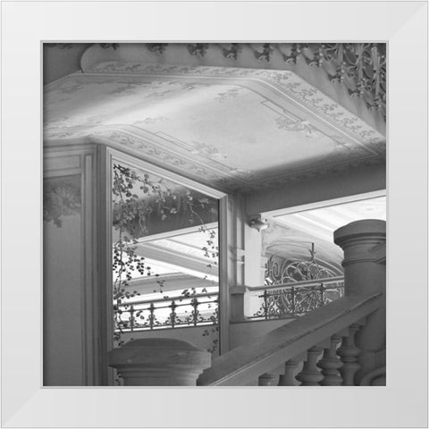 Belle Epoque I BW Square White Modern Wood Framed Art Print by Crane, Rita