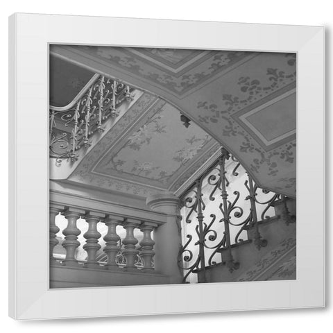 Belle Epoque II BW Square White Modern Wood Framed Art Print by Crane, Rita